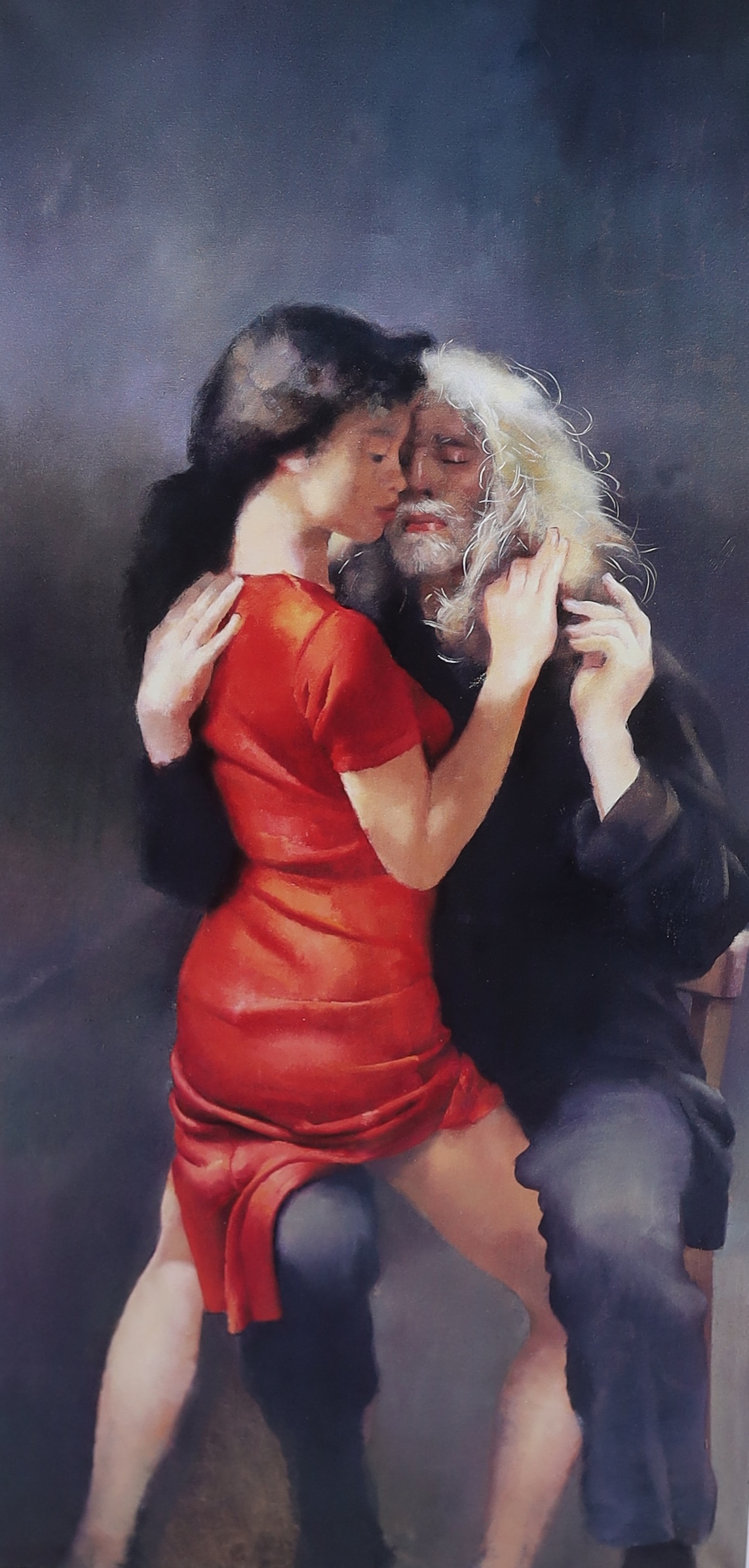 Robert Lenkiewicz (1941-2002), offset lithograph, 'The Painter with Moi', signed in pencil and titled 'Moi Wong with the painter', 5/450, 55 x 27cm. Condition - good